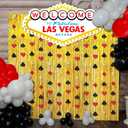 Wonderjune 16 Pcs Casino Theme Party Decor Black and Red Poker Night Backdrop Las Vegas Poker Night Backdrop Gold Foil Fringe Curtain Stereo Casino Welcome to Fabulous Banner for Birthday Dress-up
