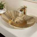 Gold Bathroom Vessel Sink Combos Faucet And Drain Set 24x14 Inch Oval Ceramic Basin Bowl Above Counter Bowl Sinks For Bathrooms Boat Shape Vessel Sink Gold Bathroom Sink Bowls