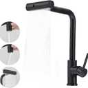Kitchen Faucet with Pull Down Sprayer Black Waterfall Single Hole Single Handle Stainless Steel Kitchen Sink Faucets