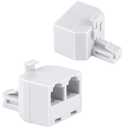 Uvital RJ11 Duplex Wall Jack Adapter Dual Phone Line Splitter Wall Jack Plug 1 to 2 Modular Converter Adapter for Office Home Fax Model Cordless Phone System, White, Wireless (2 Pack)