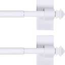 H.VERSAILTEX 2 PACK Magnetic Curtain Rods for Metal Doors Multi-Use Rods for Small Windows Cafe Sidelight and Iron Steel Places, Tool Free with Square Finials (Adjust from 9 to 16 Inch, White)