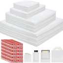 200 Pack Cushion Foam Pouches & Sheets, 4 Size Dish Packing Supplies for Moving (14x14 Inch, 12x12 Inch, 12x7.5 Inch, 7.5x7.5 Inch) Bubble Wrapping Bags for Packing, Incidental 120 Fragile Labels