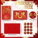 Motiskyy 144pcs/48set Happy Chinese New Year Cards with Red Envelopes Bulk Lunar Year of The Horse 2026 7.87 x 5.91 Inch Greeting Cards with Envelopes and Stickers Chinese Hong Bao Gifts