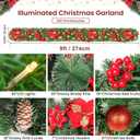 Christmas Garland with Lights, 9FT Lighted Christmas Garland with 30 LED, Prelit Garland Battery Operated Garland Christmas Decorations for Stairs Railing Fireplace Mantle Front Door Porch Home