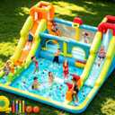 Inflatable Bounce House for Kids, Water Bounce House with Double Slides Indoor Outdoor, Bounce House Water Slide with Air Blower for Park Backyard Party Birthday (with 750W Blower), 15 ft L x 14 ft W x 7 ft H