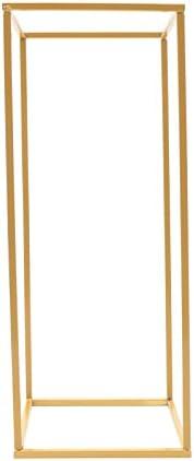 Gold Square Metal Wedding Arch Prop Frame Garden Arbor Flowers Balloon Backdrop Stand Wreath Flower Plant Stand for Wedding Birthday Event Backdrop Decor Indoor Outdoor Use (4PCS)