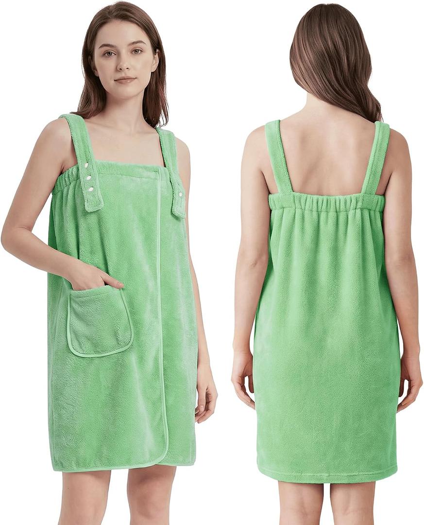 PJGGZ Towel Robe for Women with Straps - Lightweight Absorbent Cozy Bath Wraps for Women After Shower, S/M