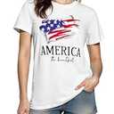 koufland White Flag Tshirts for Women Patriotic Print Graphic Tees Casual Short Sleeve Crewneck Summer Tops, White America, XX-Large