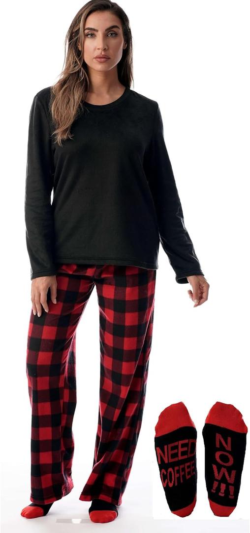 Just Love Ultra-Soft Womens Pajama Pant Set - Nightgown with Matching Socks (Black, L)