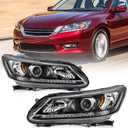 Huray Headlights Assembly for Honda Accord 2013-2015 [Only for Halogen Type] OE Headlamp Replacement Driver and Passenger Side