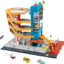 Matchbox Toy Vehicles & Playset, Transportation Center with 5 Levels, Kid& Car-Activated Features, Includes 1:64 Scale Taxi, Boat & Helicopter & Food Vendor Accessory