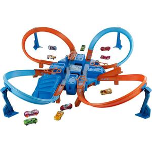 Hot Wheels DTN42 Action Criss Cross Crash Trackset, Motorised Auto Looping Playset with Parking Spaces Includes 1x Toy Car, for Children Aged 6+