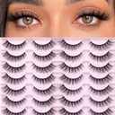 Kiromiro Lashes Wispy False Eyelashes Natural Look Faux Mink Lashes 14mm Cat Eye Pestaas Postizas Naturales Fake Lashes Strip Eyelashes Pack, 14 Pairs