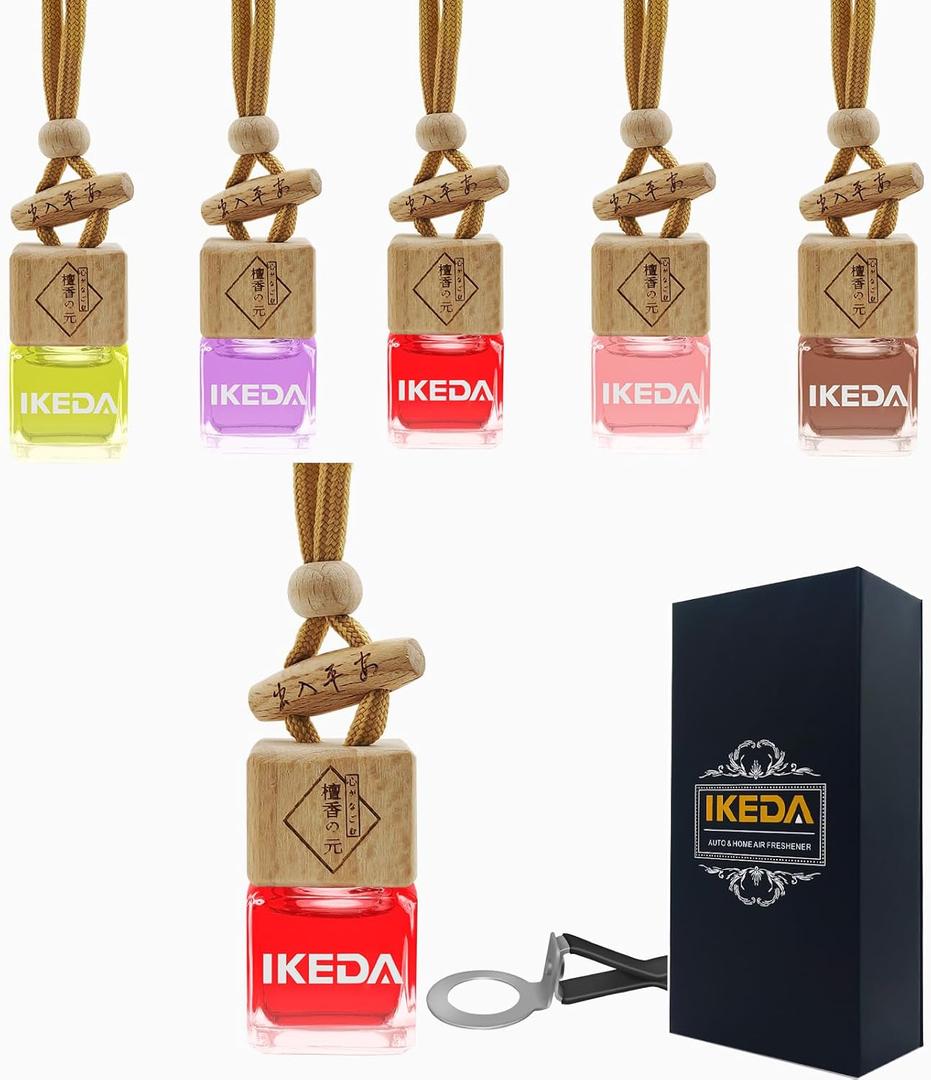 Car Air Freshener, Square Hanging Car Scent with Vent Clip Bottle, Long Lasting Fragrance, Essential Oil Diffuser, Odor Eliminator Deodorizer (Square-Bloom Life)