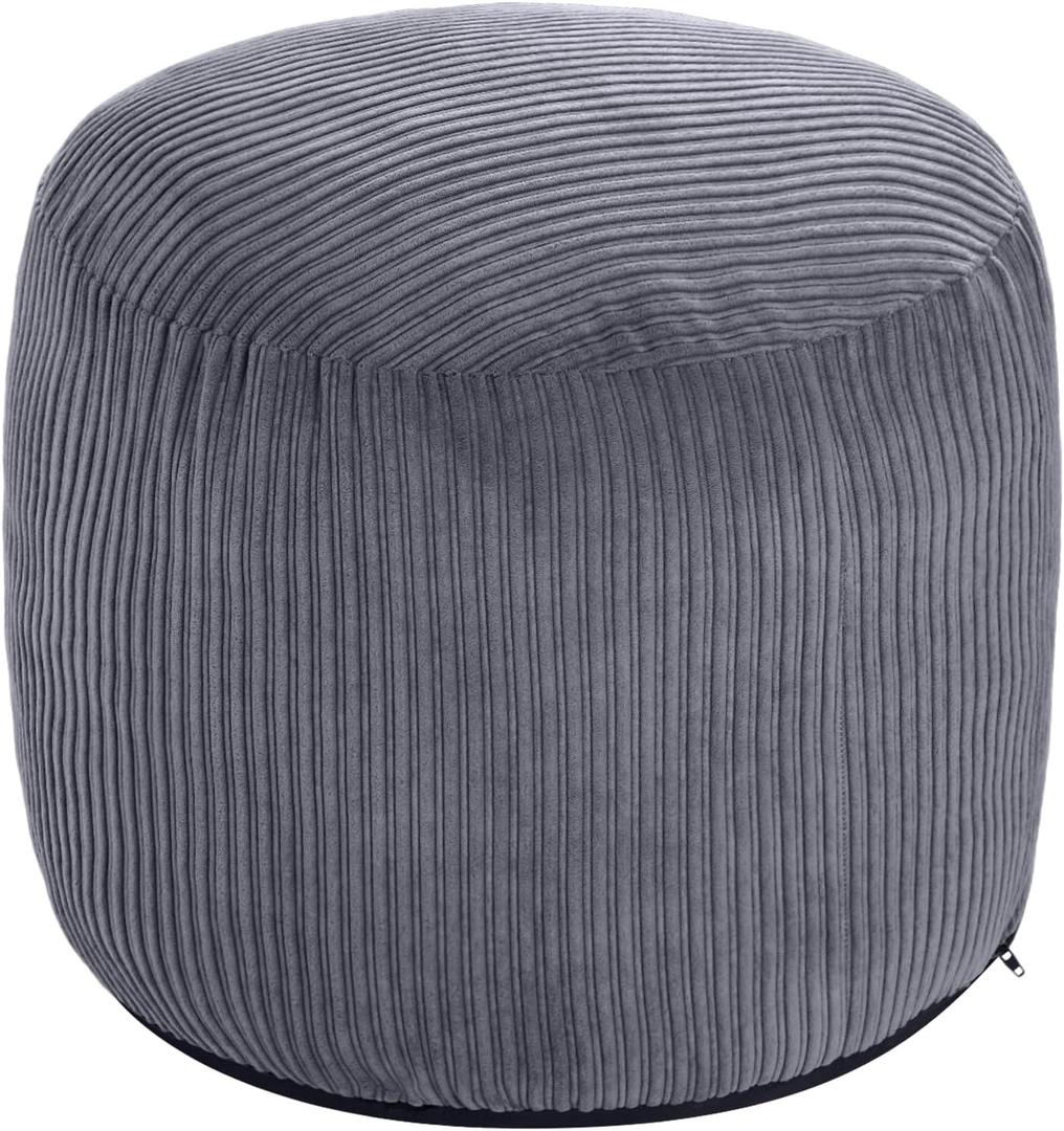 WSOFRLAC Pouf Ottoman Foot Stools Ottoman with Foam Small Corduroy Ottomans for Living Room Ottomans Pouf 20x15 Floor Poufs Foot Rest for Office Chair Dark Grey Foot Stool, Small