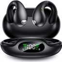 Boytond Ultra Open Ear Earbuds - Ergonomic Clip-On Earbuds, Bone Conduction Over-The-Ear Headphones with Waterproof Design and Secure Fit for Small Ears, Classic Black