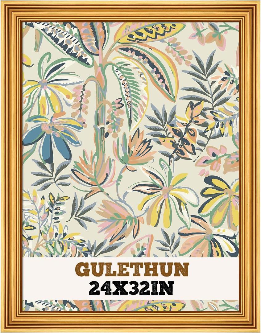GULETHUN 24x32 Frame, Transitional Modern Design Picture Frames, Rustic Poster Frame for Home Decor, Gold Vintage Photo Frame, Horizontal or Vertical Display