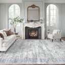 Soalmost 9x12 Area Rugs for Living Room, Non Slip Machine Washable Vintage Rugs, Low Pile Lightweight Large Rug for Bedroom, Dining Room, Home Office Grey