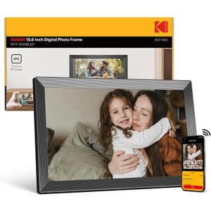 KODAK Digital Picture Frame, 32GB 15.6 Inch WiFi Digital Photo Frame 1920x1080 HD IPS Touch Screen, Auto-Rotate, Share Photos and Videos via KODAK App, Farther's Day for Man (Black)