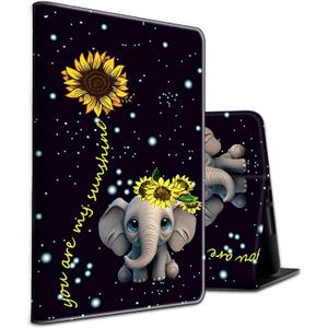 Case for All-New 6" All-New Kindle (11th Generation-2024/2022 Release),Slim Shockproof PU Leather Stand Cover with Auto Sleep/Wake for Kindle 11th E-Reader,Elephant Sunflower