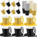 Remerry 24 Pcs Black and Gold Shot Glass on Beaded Necklace Graduation Party Cups Supplies 2026 2oz Disposable Mini Plastic Shot Cups with Necklace for Birthday Wedding Festival Party Favors