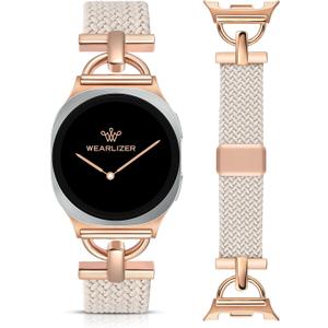 Wearlizer Braided Magnetic Band Compatible with Samsung Galaxy Watch 8 Band 40mm 44mm/Galaxy Watch 8 Classic 46mm, Designer D-Shape Stretchy Elastic Nylon Strap Wristband for Galaxy Watch 8 Women Men