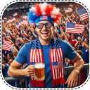 Soccer Fan Costume USA Patriotic Accessories Wig Scarf Glasses Set for Men Women Football Sports Party Supplies Favors