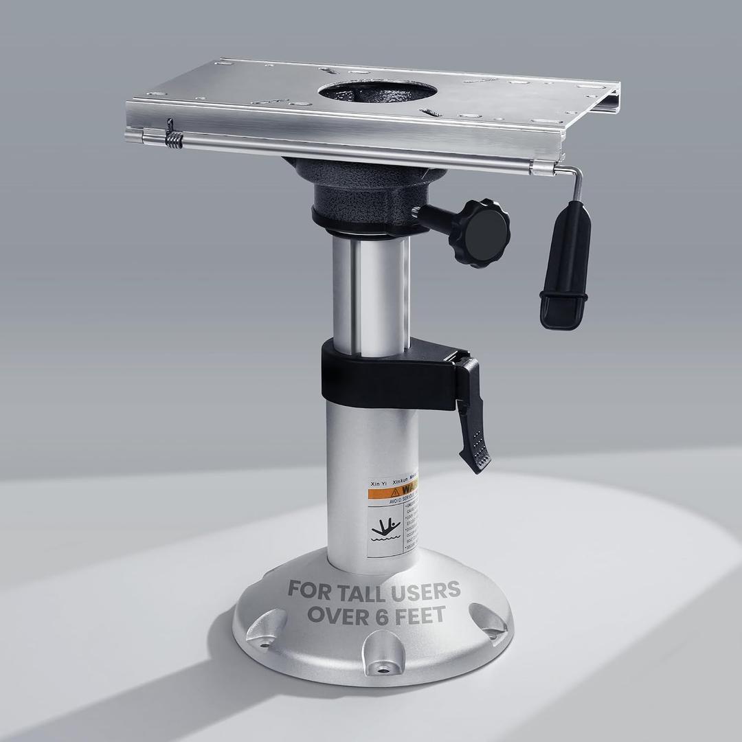 Aluminum Boat Seat Pedestal, Adjustable Height Locking, Boat Seat Pedestals and Bases Mount for Fishing Bass Pontoon Boats, 17" to 24" with Slide