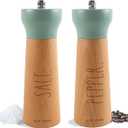 Rae Dunn Salt and Pepper Grinder Set of 2 - Bamboo Sea Salt Pepper Grinder - Classy Salt and Pepper Shakers - Pepper Mill & Salt Mill, Sage