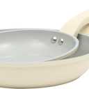 Gibson Home Barnsdall 2 Piece 8 & 10 Inch Aluminum Fry Pan Cookware Non-Toxic Ceramic Non Stick Frying Pan, Kitchen Egg Pan, Omelet Pan, Always Pan, Pots and Pans, Linen White, Induction Safe