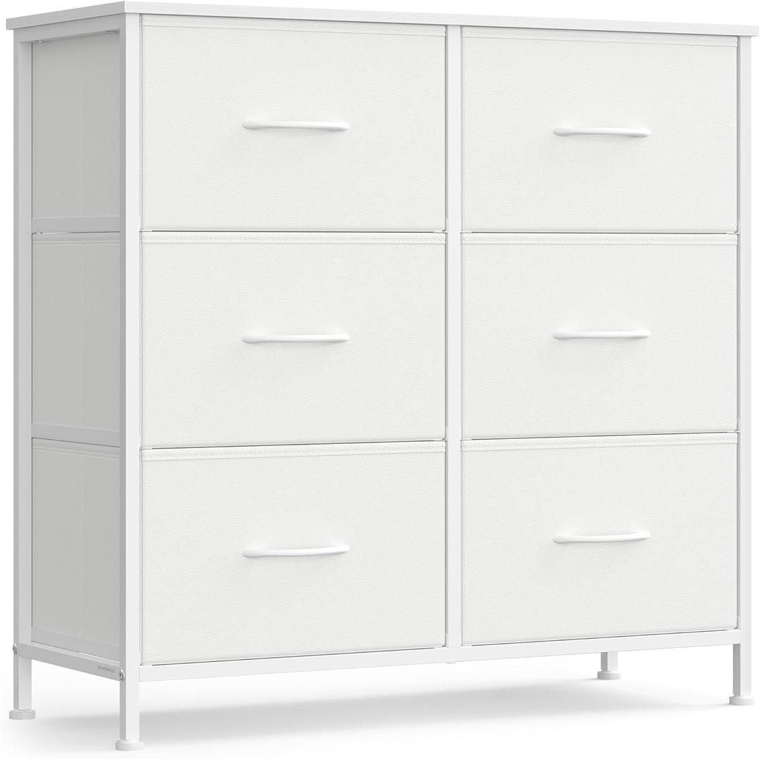SONGMICS Dresser for Bedroom, Tall Dresser with 6 Fabric Drawers, 11.8"D x 30.2"W x 29"H