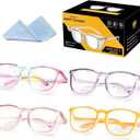 Safety Glasses Anti Fog Goggles For Women, Nurses Protective Eyewear Blue Light & UV Blocking Eye Protection Glasses (4 Pack, Rainbow + Purple + Pink + Yellow)