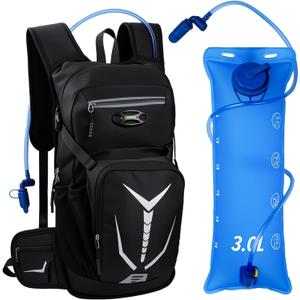 Insulated Hydration Backpack with 3L Water Bladder - 18L Leak-Proof Hiking Daypack, Lightweight Water Backpack for Men & Women, Gear for Running, Cycling, Rave Festivals & Outdoor Sports