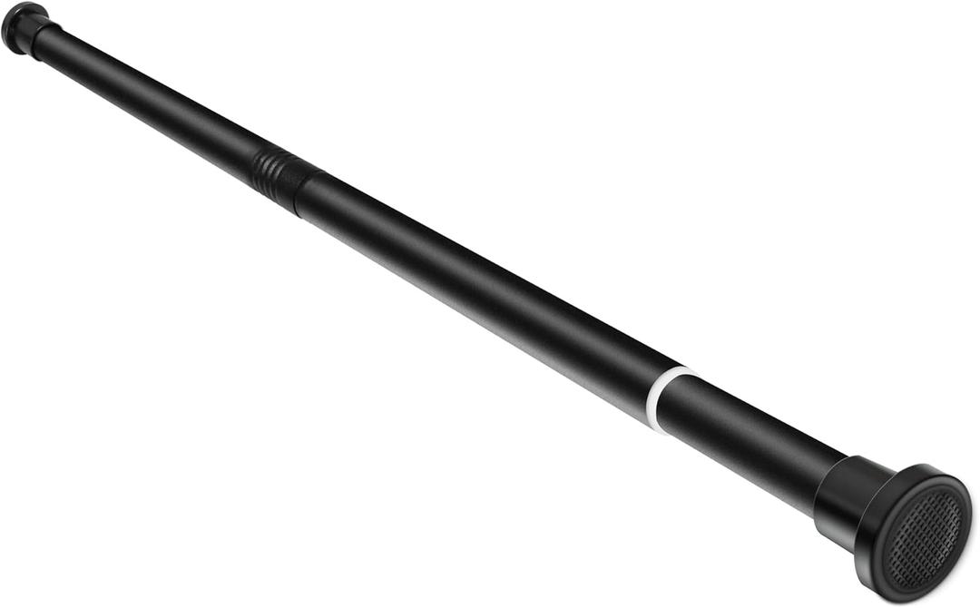 Black shower curtain rod, adjustable spring tension stainless steel telescopic rod, 31.5 to 80 inches, 1-inch diameter, easy to install,No DrillNo Rust (31.5-42.5 inch)