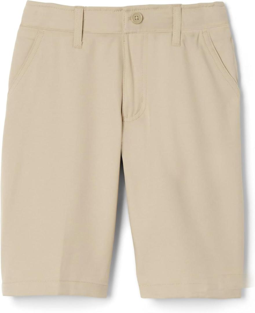 French Toast Boys' Flat Front Microfiber Performance Stretch Short (Beige)