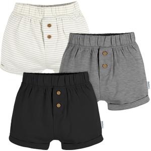 Gerber Baby-Boys 3-Pack Knit Shorts (0-3 Months, Black)
