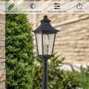 47.3 Inch Black Solar Lamp Posts Outdoor Waterproof Aluminum Solar Pole Lights with Water Ripple Glass Dusk to Dawn Outdoor Post Lights Hard Wired Include Remote Control and LED Bulb