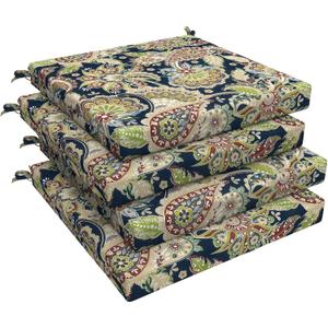 LVTXIII Outdoor Seat Cushions Seasonal Replacement Chair Cushions, Patio Chair Pads with Ties for Dining Chairs and Garden Furniture, Square Back, 19"x19"x2", 4 Pack, Paisley Sapphire Blue
