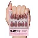 Glamnetic Press On Nails - Terra | Short Almond Dark Brown Nails with Glossy French Tips in a Matte Finish | 15 Sizes - 30 Nail Kit with Glue