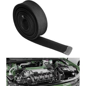 2 x Heat Shield Sleeve Fuel Line Heat Shield Auto Hose Spark Plug Wire Cover Protectors Boots Roll 2500 Degree for Car&Auto Wire Loom Brake CableBlack3/4" IDX10'