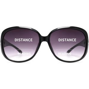 JM Classic Bifocal Reading Sunglasses for Women Vintage Reader Glasses Outdoor UV Protection Black +4.0