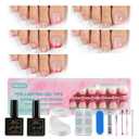 Misssix French Tip Press On Toe Nails, 150Pcs French Gel Toe Nail Tips, Short Square Soft Gel Fake Toe Nails, X-BASIC Toenails Starter Kit for Nail Art DIY 15 Sizes