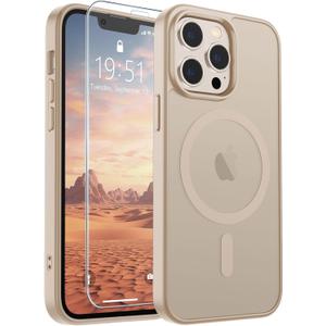 SUPFINE Magnetic for iPhone 12 Pro Max Case(Compatible with MagSafe)(Military Grade Drop Protection) Slim Translucent Matte Shockproof with Anti-Fingerprint Phone Case,Desert Gold