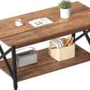 GreenForest Coffee Table with Storage, 43 inch Large Modern Coffee Tables for Living Room, X-Frame Design Farmhouse Coffee Table Space Saving Living Room Tables, Easy Assembly, Walnut