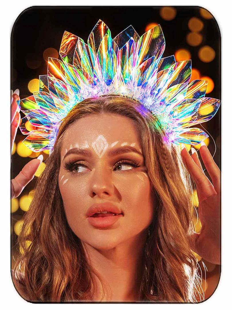 JONKY Light Up Crown Led Headband Glow Birthday Headpiece Rave Costume Hair Accessories for Women