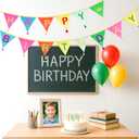 GCQQ Happy Birthday Fabric Banner - 4.2M Colorful Double-Layer Cotton Bunting Floral Pennant Nursery Garlands with 14PCS Triangle Flags & Tassels for Kids Boys Girls Baby Shower Birthday Party Decor (Bright Rainbow)