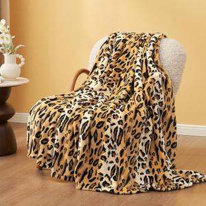 Cozy Bliss Leopard Print Fuzzy Throw Blanket for Couch - Thick Soft Warm Fleece Blankets for Room Decor, for Kids, Women Men Girls, Brown Cheetah 50"*60"