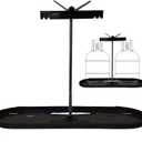 RV Dual Propane Tank Cylinder Rack for Camper and Travel Trailer for 20lb Tanks, All Parts Black for Bottom Tray, Vertical Bar, Securing LP Wing Nut, and Connecting Bar-All Parts Black