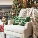 Artscope Christmas Oh Holy Night Merry Bright Jesus Wreath Throw Pillow Covers 12x20 Inch Set of 4, Winter Hoilday Christmas Decoration Pillow Cases for Home Sofa Couch Decor-Green