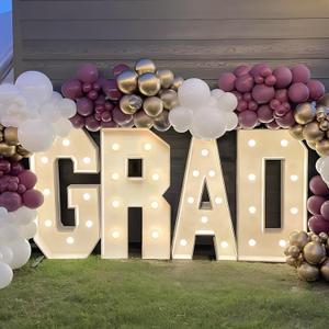 2025 Graduation Decorations - 2FT Large PRE-CUT GRAD Marquee Light Up Letters Kit - Mosaic Foam Board Sign - Class of 2025 Congrats Party Supplies for Kindergarten Preschool High School College